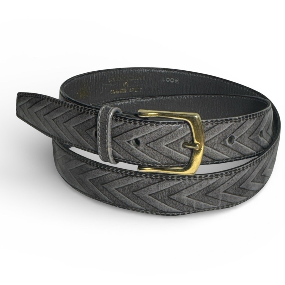 Men's - Gray - SkinnyTextured Genuine Leather on Cowhide Split Belt - Size 36